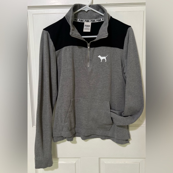 Victoria's Secret Sweaters - Victoria's Secret Gray and Black Zip-Up Sweater